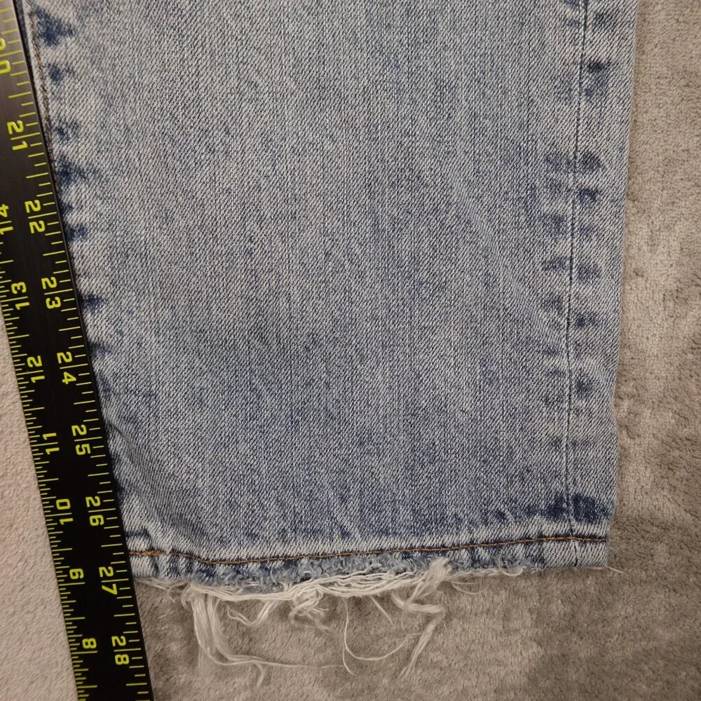 Point Sur Slouchy Boyfriend Jeans Size 27 Button Fly Distressed Light Wash Denim